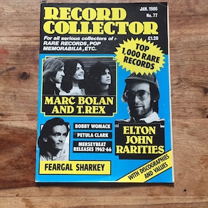 Vintage Plattensammler Magazin Jan 1986 - Marc Bolan & T-Rex, Elton John, Bobby Womack, Petula Clark, Merseybeat Bands