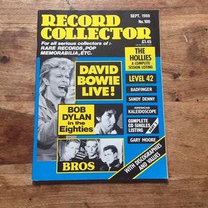 Vintage record collector magazine Sept 1988 - The Hollies, David Bowie, Bob Dylan, Bros, Level 42, Cliff Richard