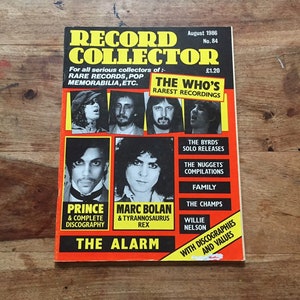 Vintage record collector magazine Aug 1986 - The Who, Prince, Marc Bolan, The Alarm