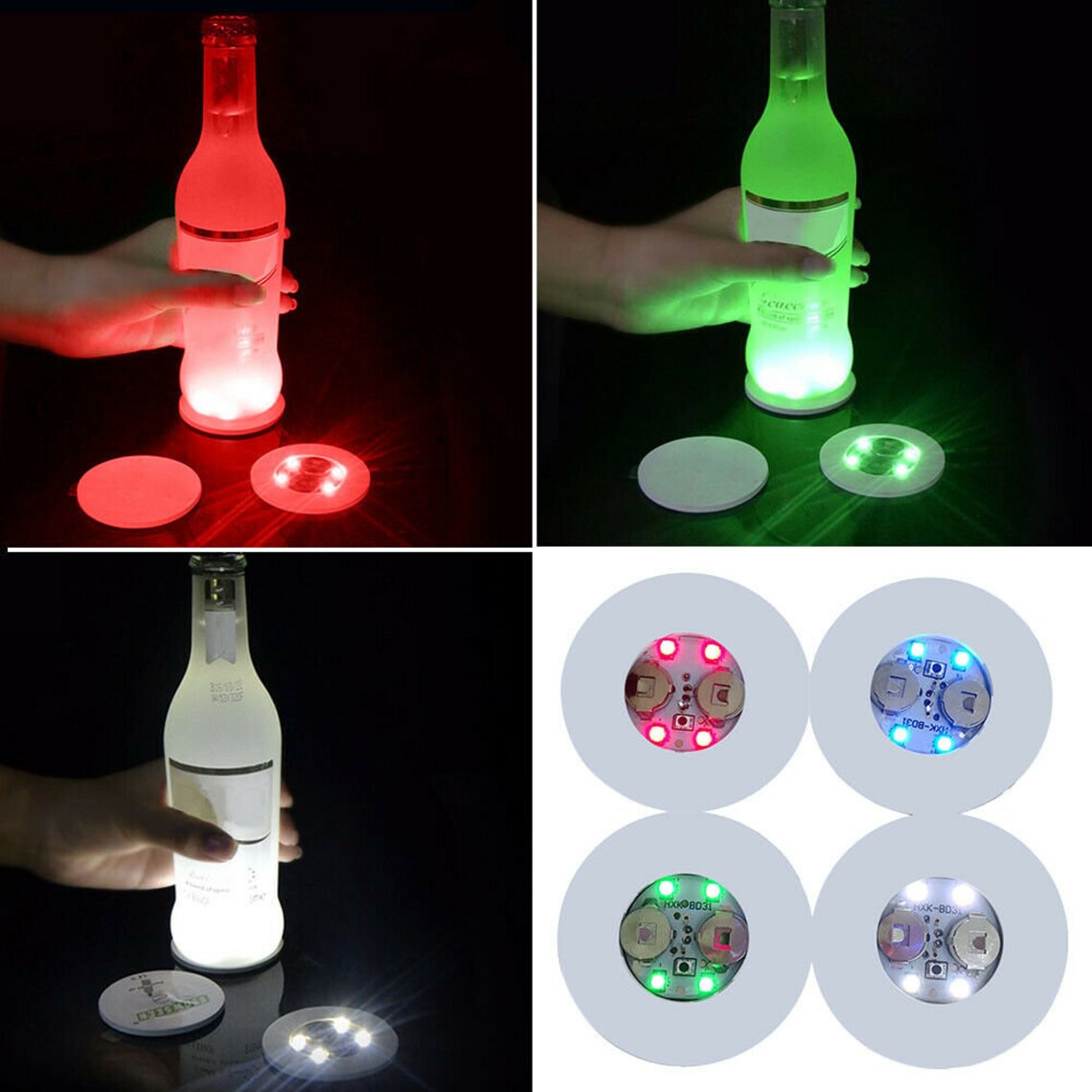 Set of 6 led coasters for drink glasses vases etc... with 3 Etsy