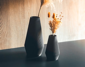 Vase for dried flowers - Modern home decoration - Pampa gift idea in cream color - Eco-friendly 3D printing in corn and wood