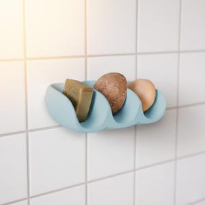 Saboneteira de parede - 100% natural, com orifício de drenagem e ventosas.