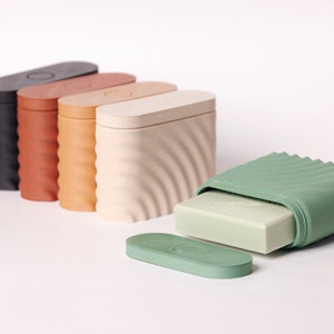 Reiseseifenbox - Umweltfreundlicher Holzwerkstoff - Seifenhalter und Etui für Seife und festes Shampoo - Made in France