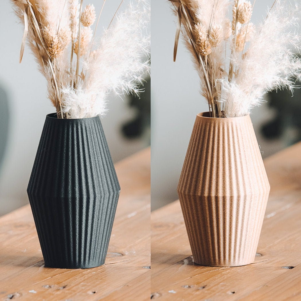 Vase Pour Fleurs Séchées en Bois S - Impression 3D Éco-Responsable Maïs et Copeaux de Bois. Idée Cad