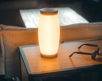 Modern and warm LED lamp - 3D printed Light - Made in France - from recycled bottles and corn starch