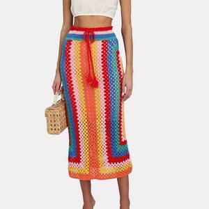 Crochet Maxi Skirt, Crochet Midi Skirt, Handmade Boho Skirt, Vintage Skirt, Long Skirt, Festival Wear, Festival Clothing, Colorful Skirt