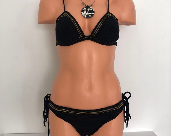 Black Bikini W/ Crochet Details