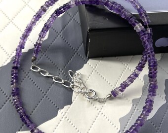 Amethyst Heishi Beads Necklace: Boho Gemstone Jewelry