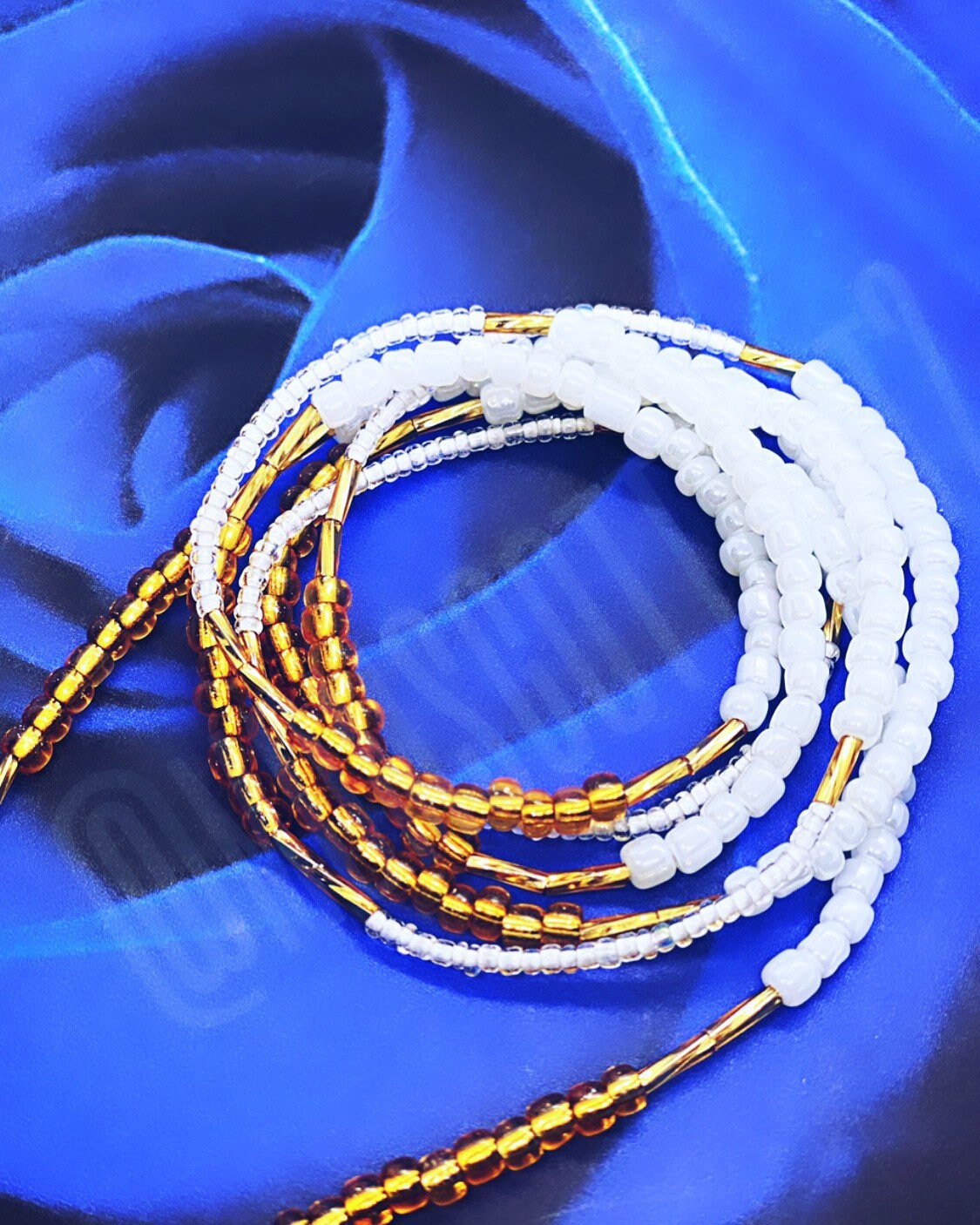White and Gold Waist Beads Etsy
