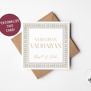 Gepersonaliseerde Punjabi-trouwkaart - Anand Karaj Card - Desi-trouwkaart - Punjabi-trouwkaart - Viah Diyan Vadhaiyan - gefeliciteerd