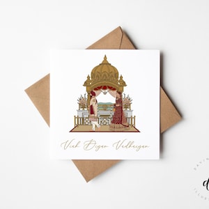 Sikh-trouwkaart - Anand Karaj-kaart - Desi-trouwkaart - Punjabi-trouwkaart - Viah Diyan Vadhaiyan - gefeliciteerd kaart