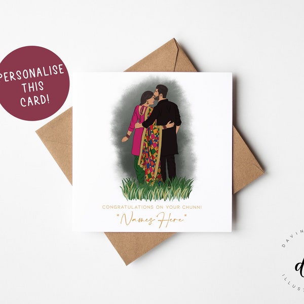 Personalised Indian Engagement Card - Punjabi Engagement Card - Desi Engagement Card - Chunni - Kurmai - Sagai - Roka - Thaka Card