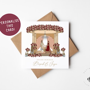 Cartão de casamento hindu personalizado - Mandap - Phere - Cartão de casamento Desi - Cartão de casamento Punjabi - Parabéns - Shaadi Mubarak