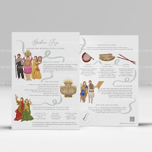 Guía para eventos preboda de Jago Panjabi (EJEMPLO) / Folleto / Programa de boda / Orden de la ceremonia / Impreso / Ilustrado a mano