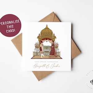 Cartão de casamento Sikh personalizado - Cartão Anand Karaj - Cartão de casamento Desi - Cartão de casamento Punjabi - Viah Diyan Vadhaiyan - Cartão de parabéns