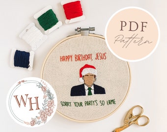 Happy birthday Jesus embroidery pattern • Michael Scott quote digital PDF file • Merry Christmas • The office US funny quotes • Wild Hoops