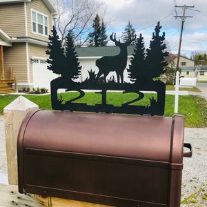 Buck Mail Box Topper, Address Plaque, Metal Mailbox Topper, Deer Mailbox Topper, Address Sign, Mailbox Address Topper, Rustic Address Topper