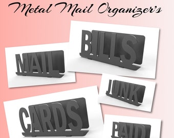 Metal Desktop Mail Organizer, Powder Coated Black, Rustic Inspired