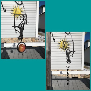 Squirrel Welcome Sign, Garden Art Bird Feeder, Squirrel Apple/Fat Ball Bird Feeder, House Warming Gift, Metal Garden Art, Bird Feeder