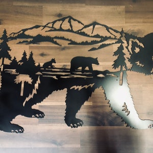 Bear With Cubs Metal Sign, Bear Metal Sign, Mamma Bear Sign, Bear and Cubs, Metal Decor