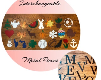 Interchangeable Metal Welcome Sign Pieces, Door Hanger Attachments