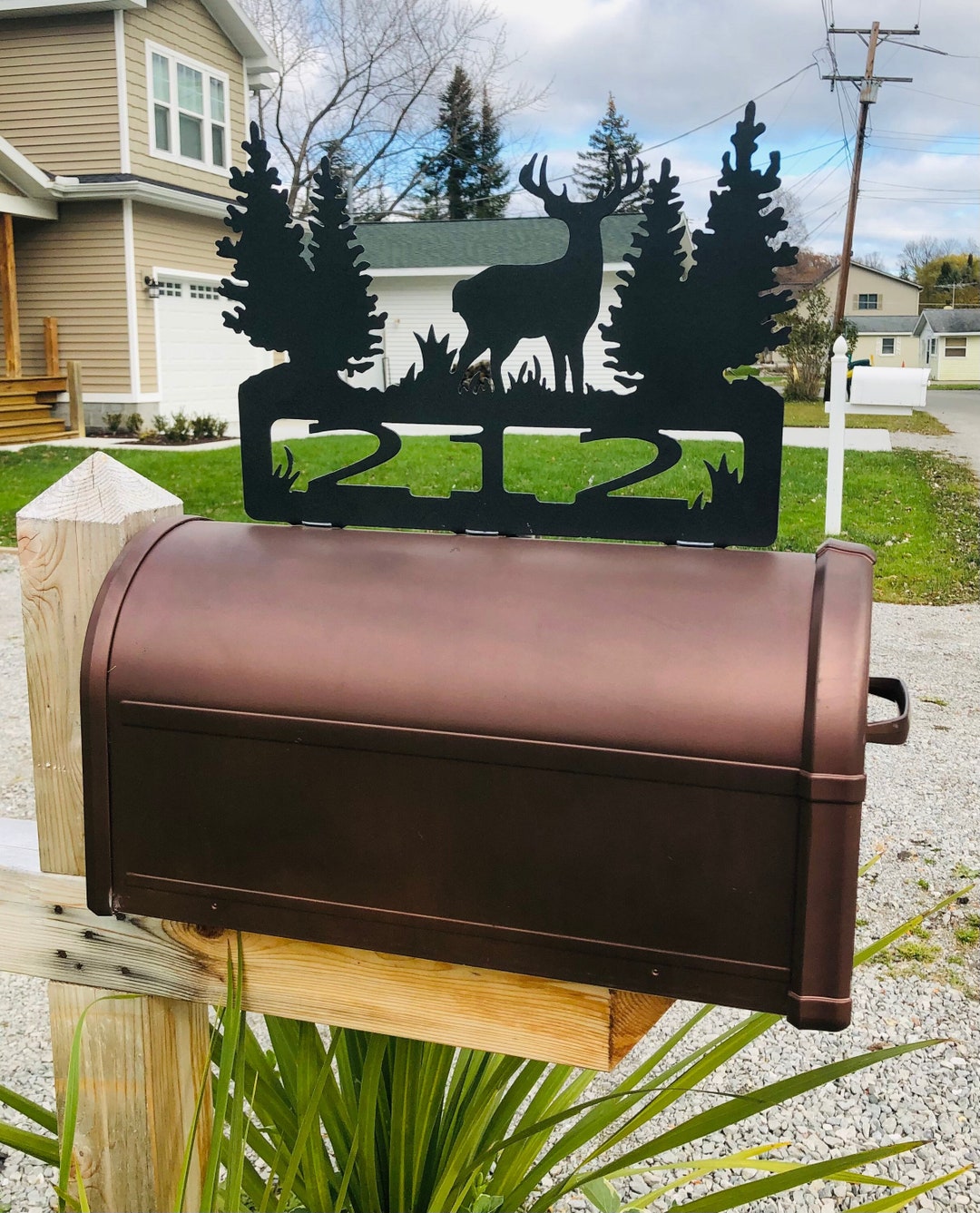 Buck Mail Box Topper, Address Plaque, Metal Mailbox Topper, Deer