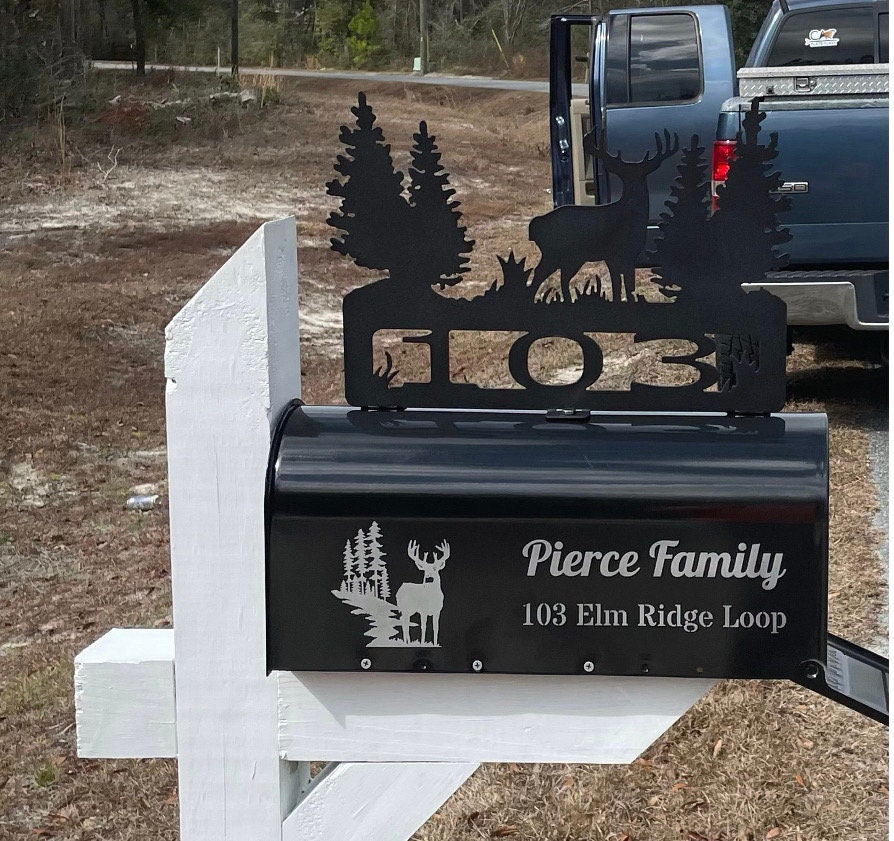 Rustic Deer Address Plaque, Metal Mailbox Topper - Etsy
