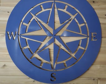 Powder Coated Steel Compass Rose, Nautical Wall Art