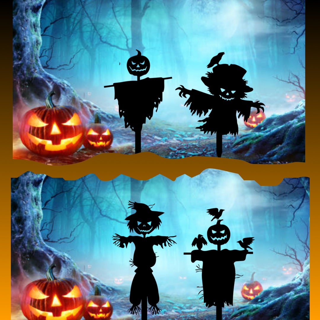 Scarecrow Metal Yard Stakes, Halloween Shadow Caster, Halloween Decor