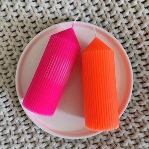 Cylindrical Pillar Candles, Neon Colored Candles, Home Decor Candles, Block Colored Candles, Non-scented Candles, Candle Gifting Ideas