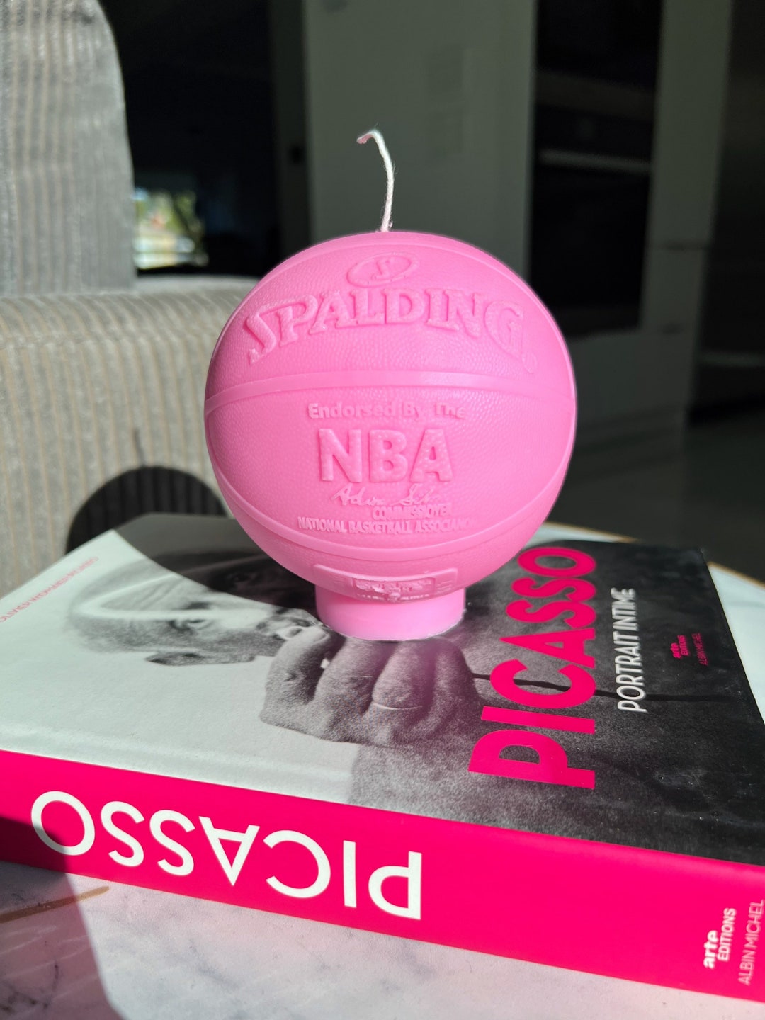 NBA Basketball Pillar Candle, Hot Pink Candle, Spalding, Gift For Sports Lover, Gift For Him, Hypebeast, Minimalistic, Lebron James, Kobe