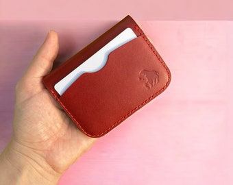 Double Sided Leather Card Holder Wallet, Bifold Credit Card Holder, Handmade Unisex Card Holder Wallet, Slim Leather Wallet/Minimalist