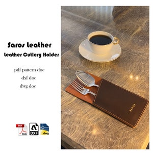 Leather Cutlery Holder Template: A4 PDF, DXF, DWG Files