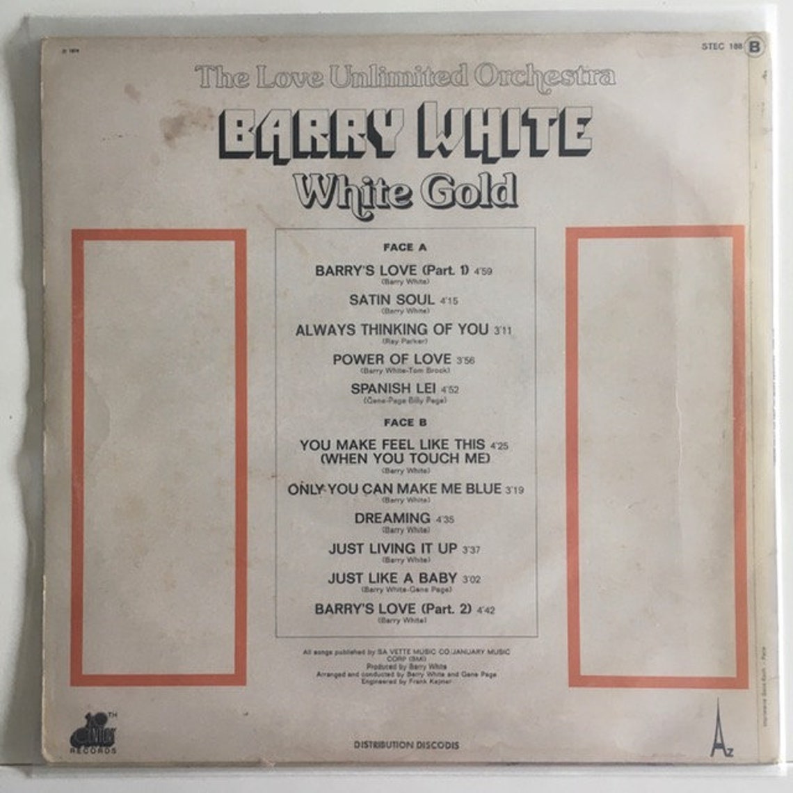 Barry White / White Gold 1974Vintage Vinyl Record Lp STEC Etsy