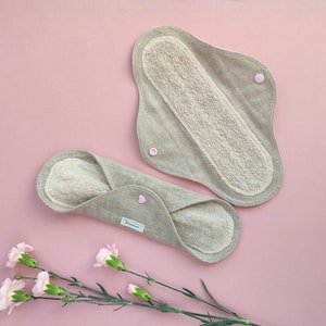 8&quot; Premium LINEN Cloth Pad / Period Pad / Menstrual Pad / Sanitary Pad - MEDIUM