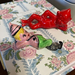 Lote de 2 figuritas de duendes hadas de mediados de siglo