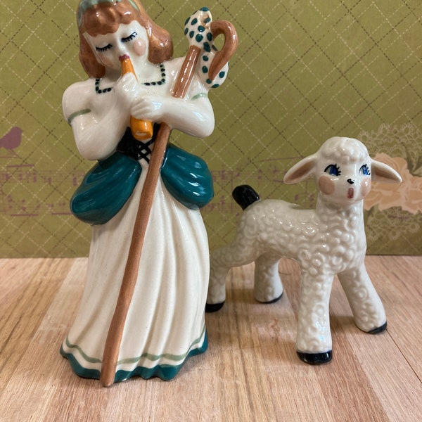 Ceramic Arts Studio/Bo Peep Figurine Set - Betty Harrington - Nursery Rhyme Collection - Madison, Wisconsin - 1940 - Collectable - Ceramic