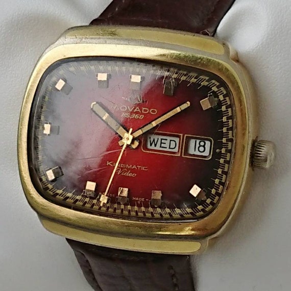 Vintage Movado Kingmatic  Video Red 60s Ultra Rare - image 2