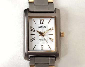 Vintage Lorus titanium tank van Seiko jaren 90, laatst nieuw!