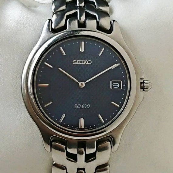 Vintage Seiko Blue Guilloche Dial 90s High Condition Etsy Israel