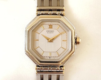 Vintage Seiko Sports 100 Moon Phase Chronograph Two Tone Quartz