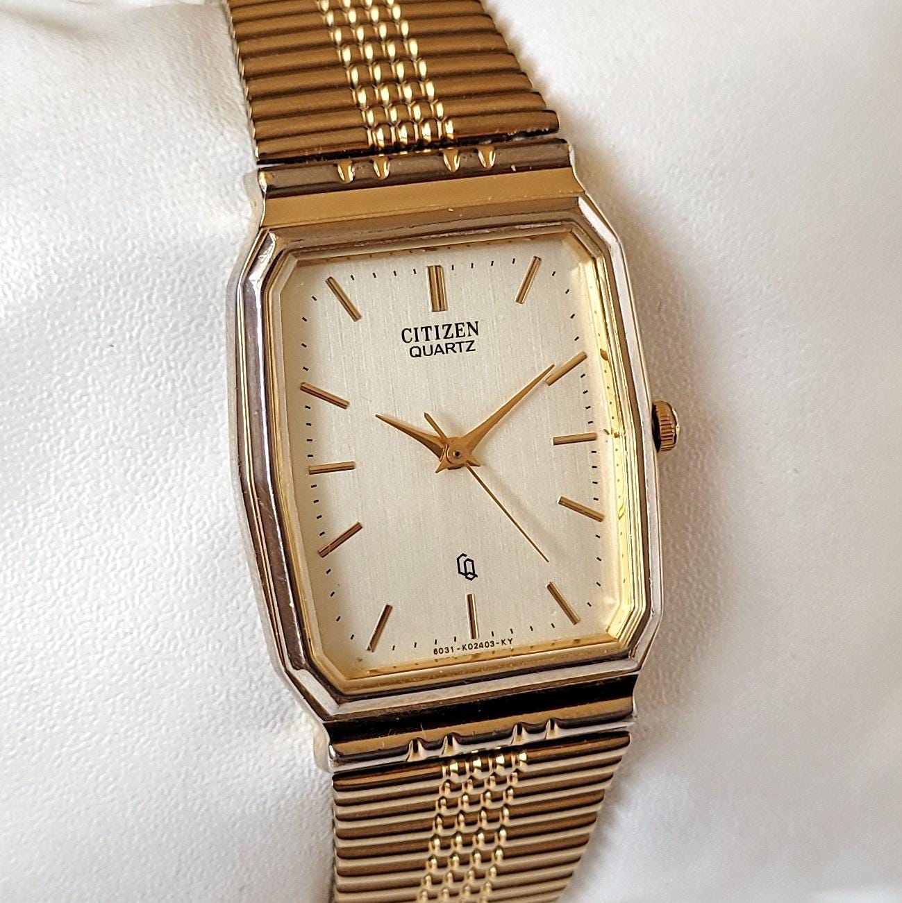38研究所 38-kT THE RICH classic100 Vintage Citizen CQ Goldplated Tank Watch, Quartz 25mm