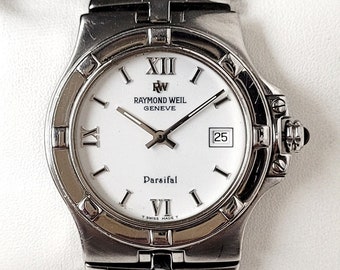 692 RAYMOND おっきい WEIL 時計 ゴールド ホワイト デイト 18K