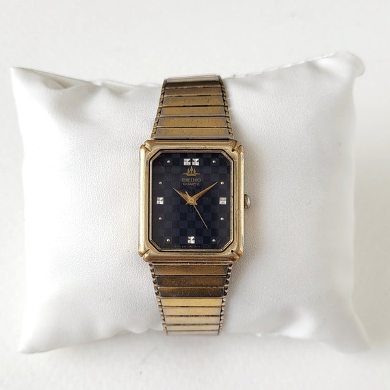 Vintage Seiko Tank With Patterned Dial 90s All Original - Etsy