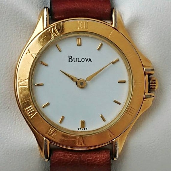 Vintage Bulova Gold Roman Numerals on Bezel 90s R… - image 1