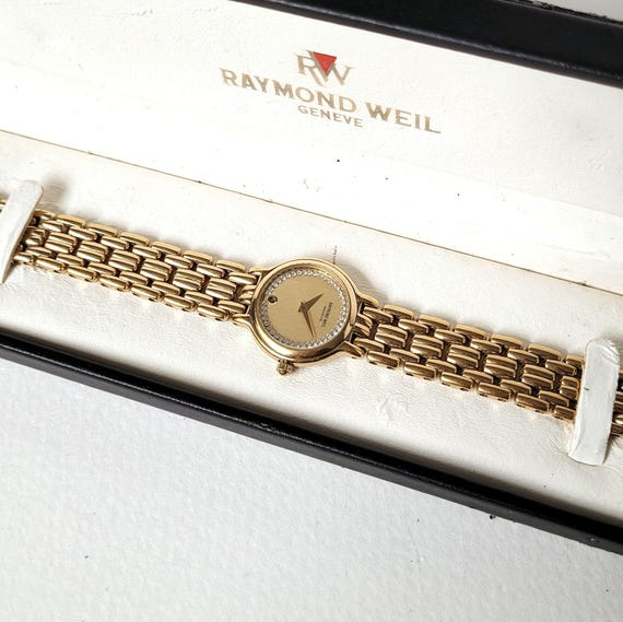 RAYMOND WEIL GENEVE ゴールドブレスレットウォッチ Vintage Raymond Weil Gold With Diamonds for Ladies 90s With