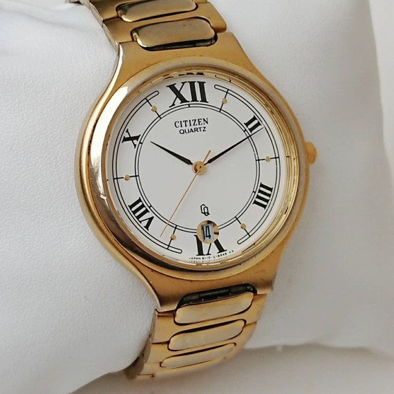 Vintage Citizen Gold with Roman numerals 90s Ultr… - image 3