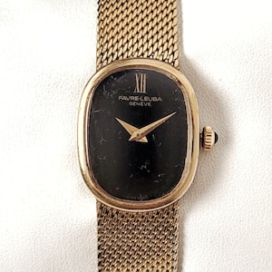 Vintage Favre Leuba Elliptical Black & Gold 70s Unique
