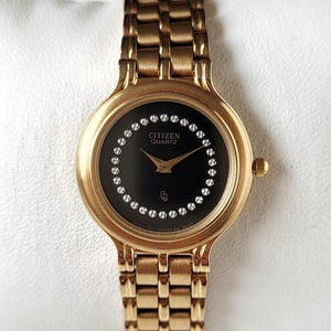 Vintage Citizen Black&Gold for Ladies 90s Unused! Unique!