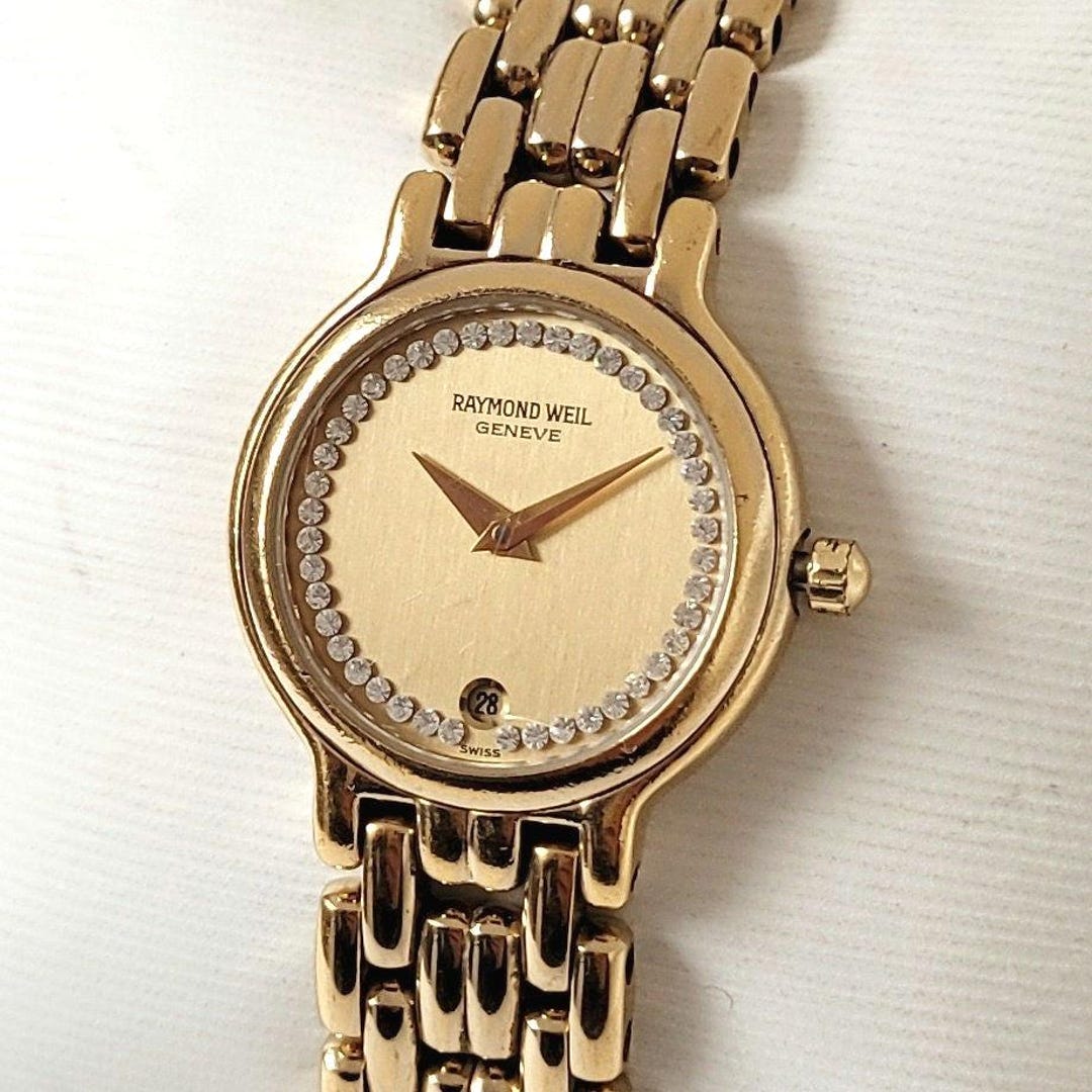 Vintage Raymond Weil Ladies Watch 1990s | Gold With Diamonds  display picture 3